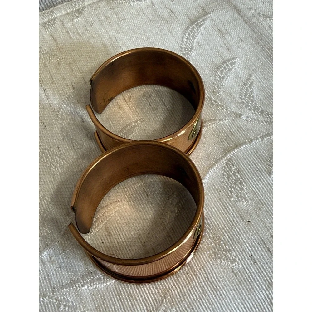 2‎ Vintage Copper Napkin Rings, Napkins Holders Blank Monogram